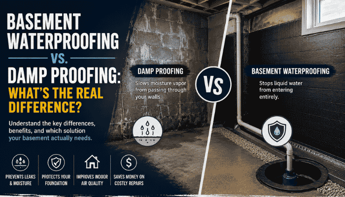 Basement Waterproofing vs Damp Proofing
